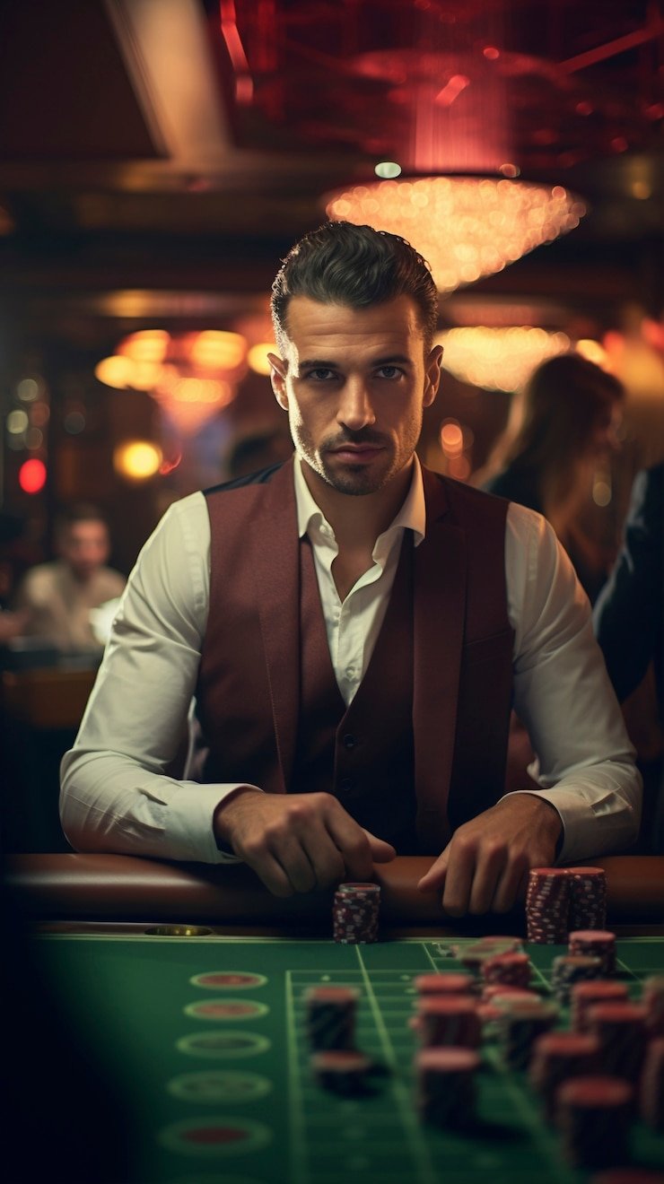 European roulette wheel and betting layout on wawasan slot live table